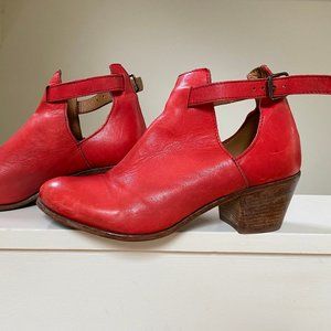 Moma Red Italian Leather Booties